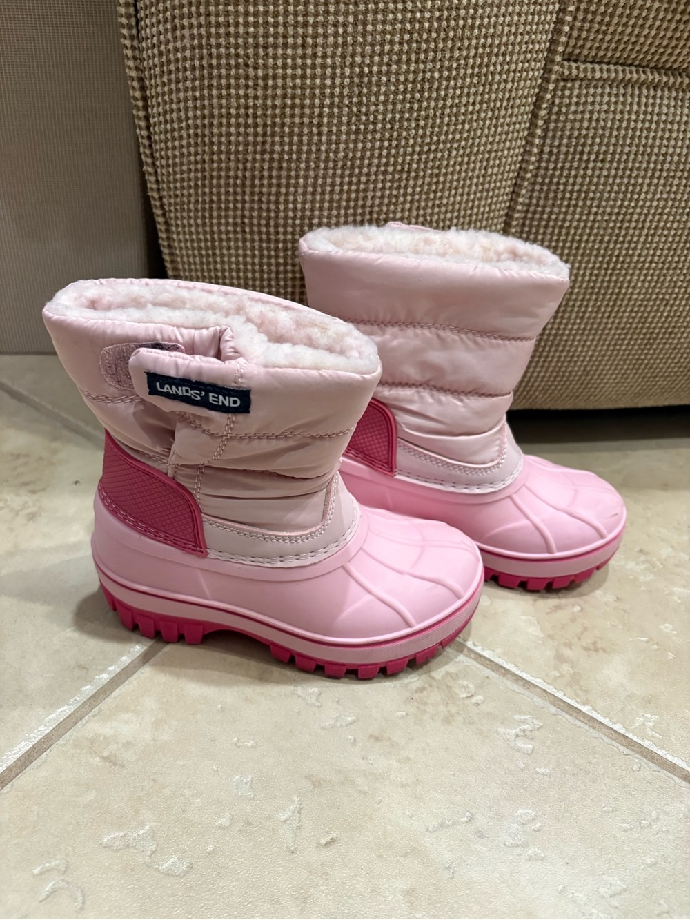 Lands' End Light Pink Kids Snow Boots